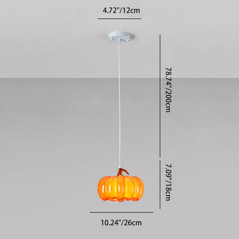 Contemporary Creative Pumpkin Shape Hardware Resin 1-Light Pendant Light For Dining Room