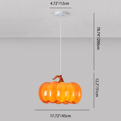 Contemporary Creative Pumpkin Shape Hardware Resin 1-Light Pendant Light For Dining Room