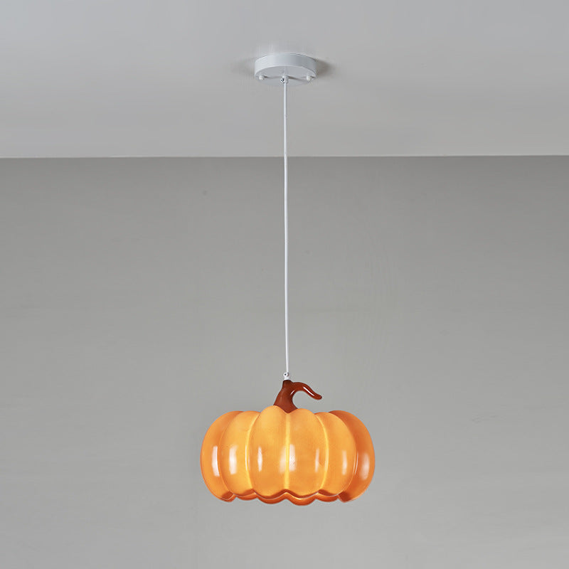 Contemporary Creative Pumpkin Shape Hardware Resin 1-Light Pendant Light For Dining Room