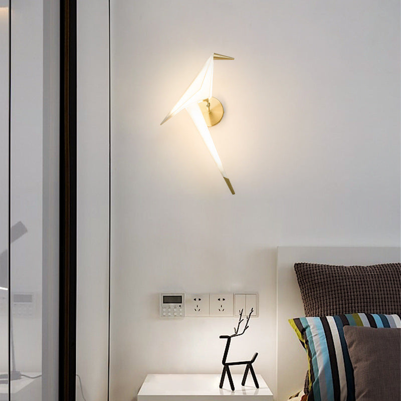 Contemporary Creative Thousand Paper Cranes Iron Acrylic LED Wall Sconce Lamp For Bedroom