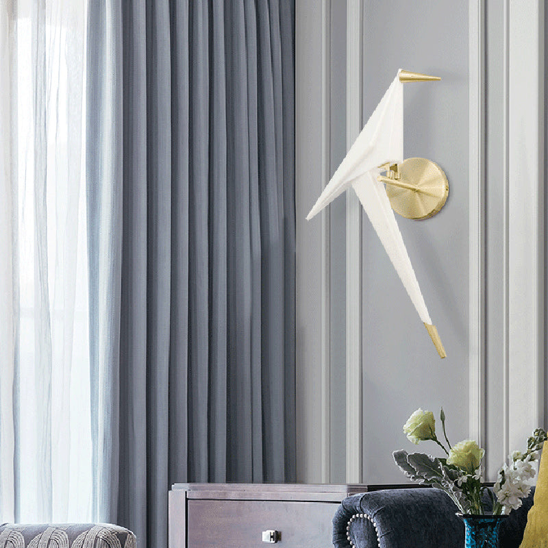 Contemporary Creative Thousand Paper Cranes Hardware Aluminum Acrylic LED Wall Sconce Lamp For Bedroom