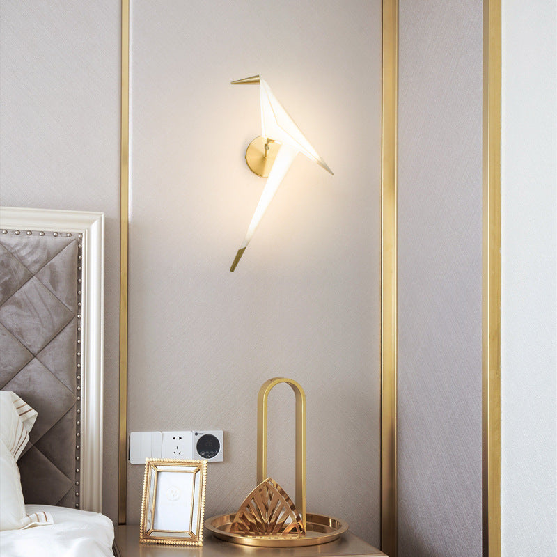 Contemporary Creative Thousand Paper Cranes Hardware Aluminum Acrylic LED Wall Sconce Lamp For Bedroom