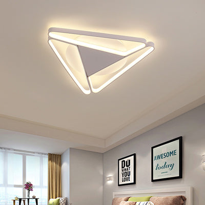Modern Minimalist Triangle Aluminum Silicone LED Flush Mount Ceiling Light For Bedroom