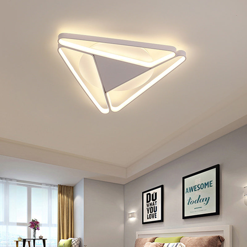 Modern Minimalist Triangle Aluminum Silicone LED Flush Mount Ceiling Light For Bedroom