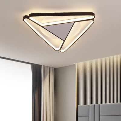 Modern Minimalist Triangle Aluminum Silicone LED Flush Mount Ceiling Light For Bedroom