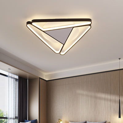 Modern Minimalist Triangle Aluminum Silicone LED Flush Mount Ceiling Light For Bedroom