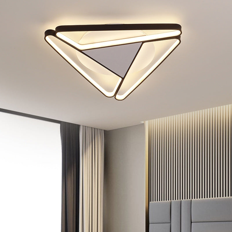 Modern Minimalist Triangle Aluminum Silicone LED Flush Mount Ceiling Light For Bedroom