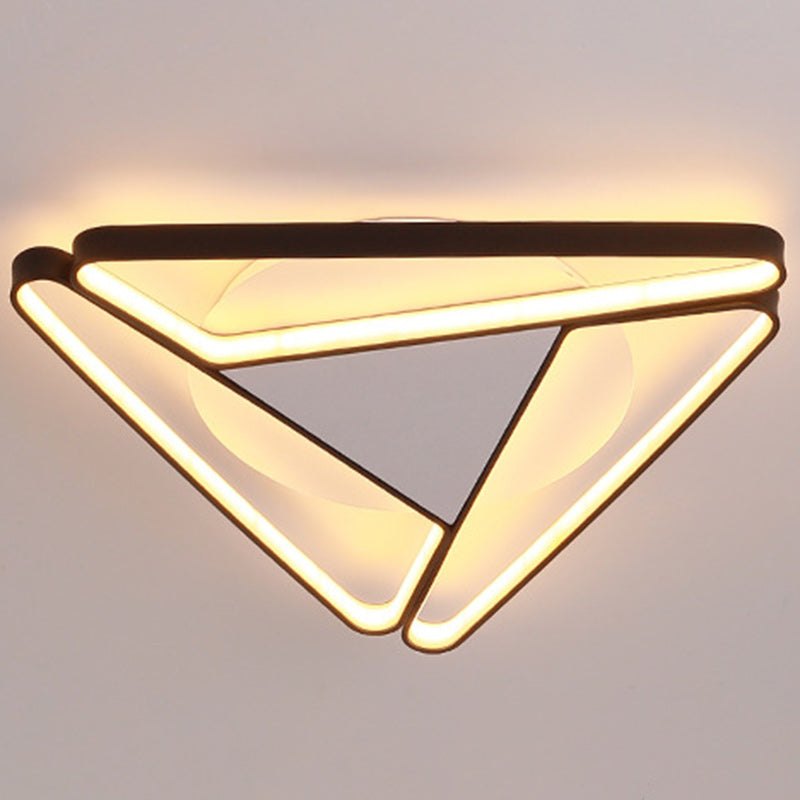 Modern Minimalist Triangle Aluminum Silicone LED Flush Mount Ceiling Light For Bedroom