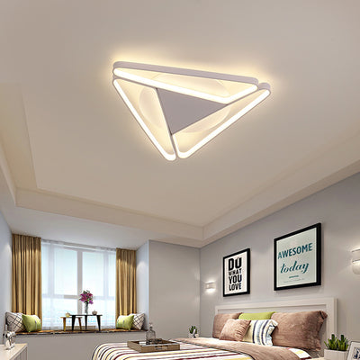 Modern Minimalist Triangle Aluminum Silicone LED Flush Mount Ceiling Light For Bedroom
