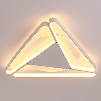 Modern Minimalist Triangle Aluminum Silicone LED Flush Mount Ceiling Light For Bedroom