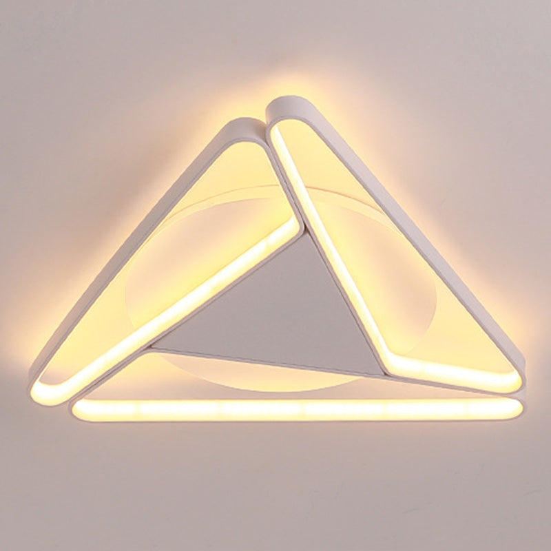 Modern Minimalist Triangle Aluminum Silicone LED Flush Mount Ceiling Light For Bedroom