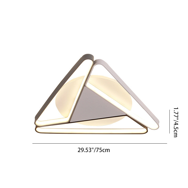 Modern Minimalist Triangle Aluminum Silicone LED Flush Mount Ceiling Light For Bedroom