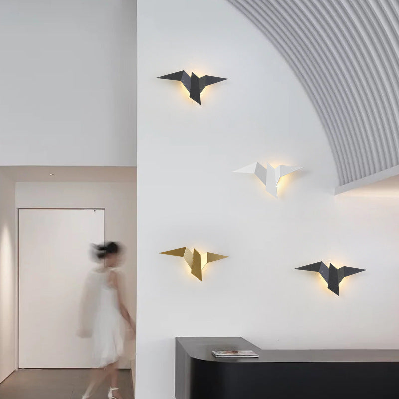 Contemporary Creative Flying Bird Shape Iron LED Wall Sconce Lamp For Bedroom
