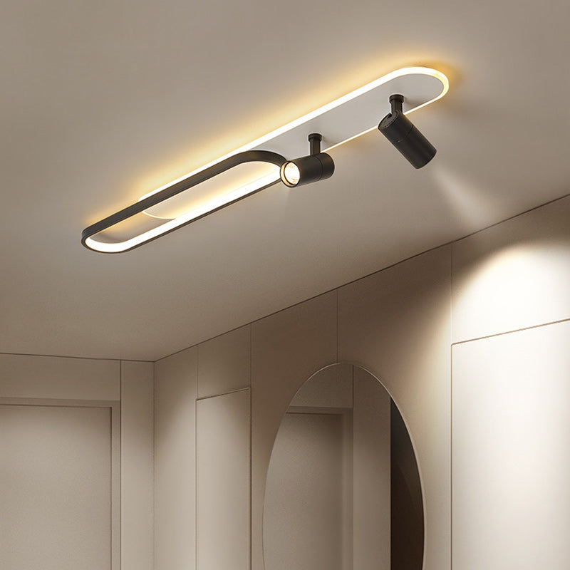 Modern Minimalist Oval Iron Acrylic LED Spotlight Flush Mount Ceiling Light For Hallway