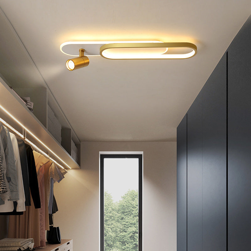 Modern Minimalist Oval Iron Acrylic LED Spotlight Flush Mount Ceiling Light For Hallway