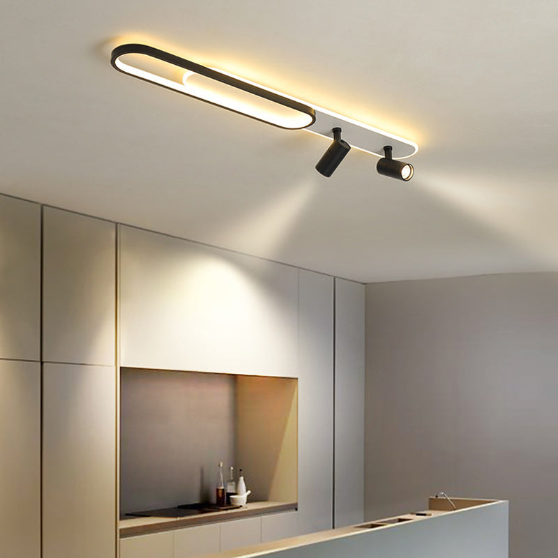 Modern Minimalist Oval Iron Acrylic LED Spotlight Flush Mount Ceiling Light For Hallway