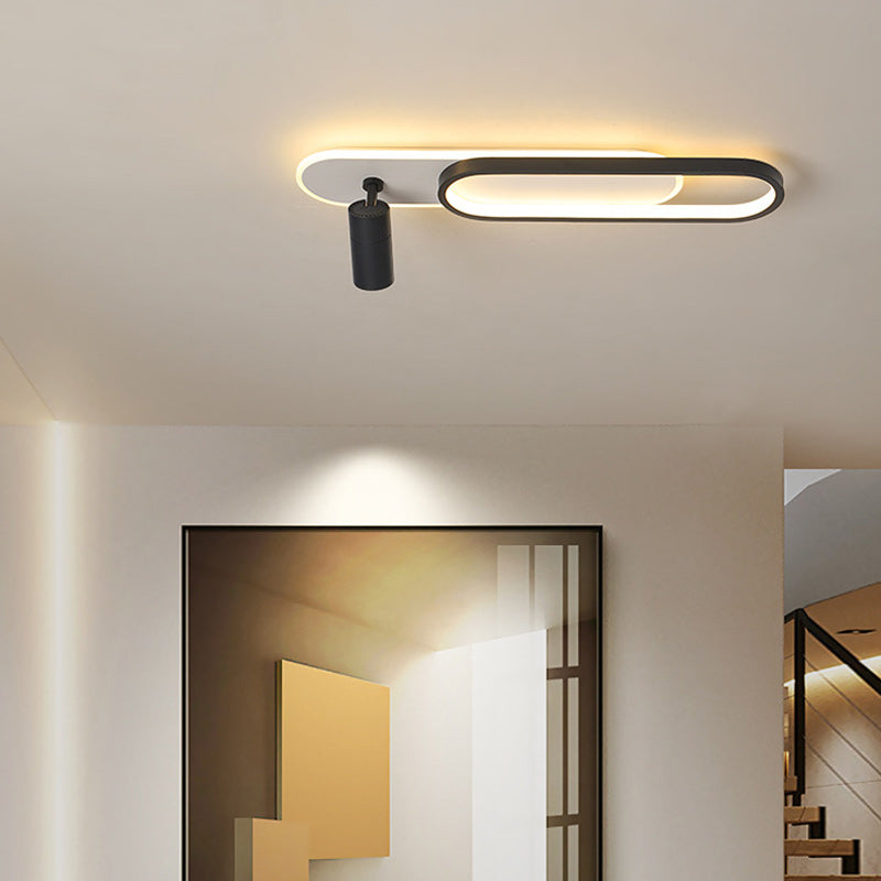 Modern Minimalist Oval Iron Acrylic LED Spotlight Flush Mount Ceiling Light For Hallway