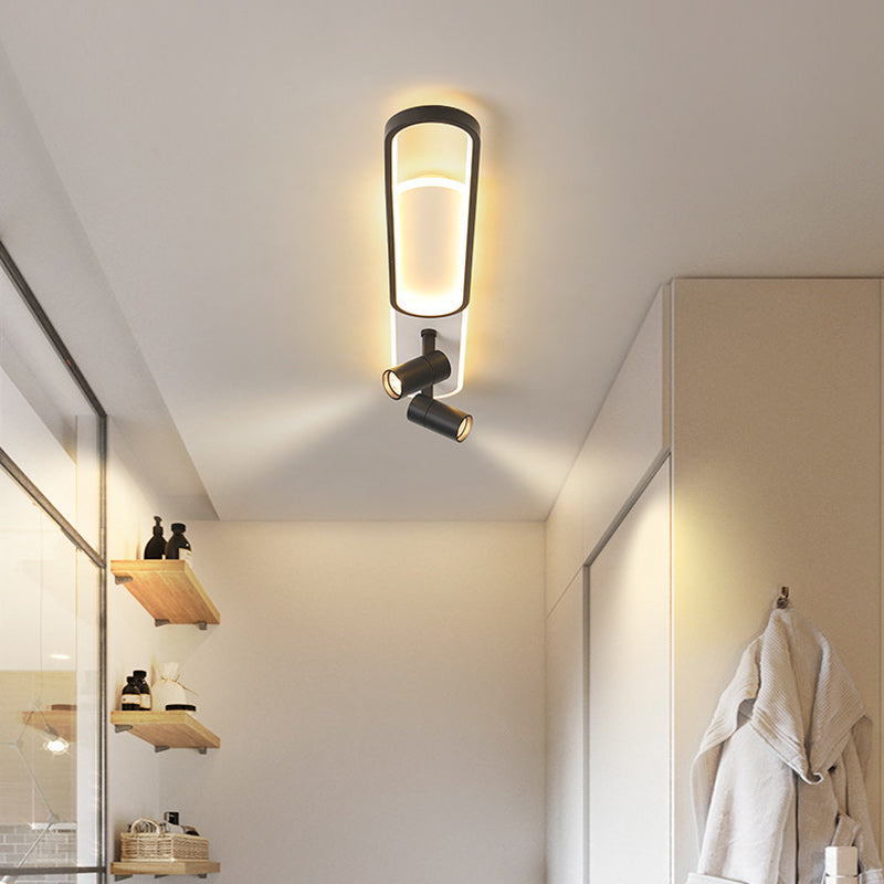 Modern Minimalist Oval Iron Acrylic LED Spotlight Flush Mount Ceiling Light For Hallway