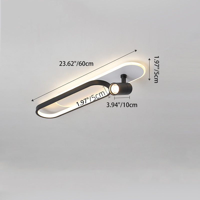 Modern Minimalist Oval Iron Acrylic LED Spotlight Flush Mount Ceiling Light For Hallway