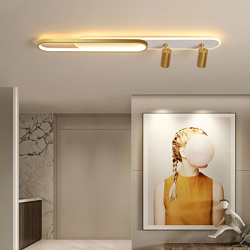 Modern Minimalist Oval Iron Acrylic LED Spotlight Flush Mount Ceiling Light For Hallway