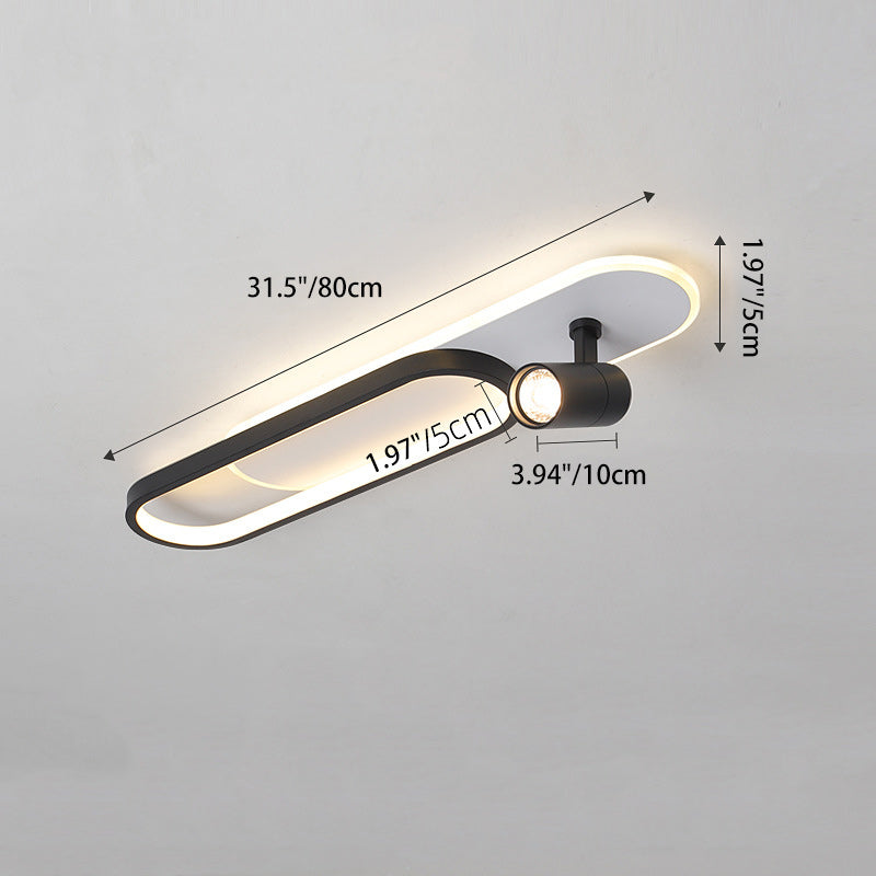 Modern Minimalist Oval Iron Acrylic LED Spotlight Flush Mount Ceiling Light For Hallway