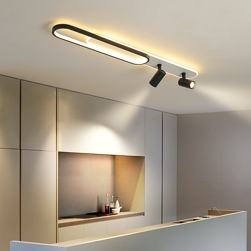 Modern Minimalist Oval Iron Acrylic LED Spotlight Flush Mount Ceiling Light For Hallway