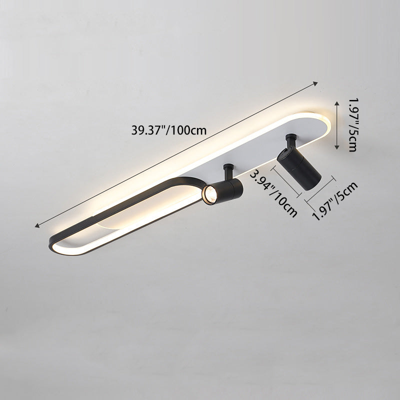 Modern Minimalist Oval Iron Acrylic LED Spotlight Flush Mount Ceiling Light For Hallway