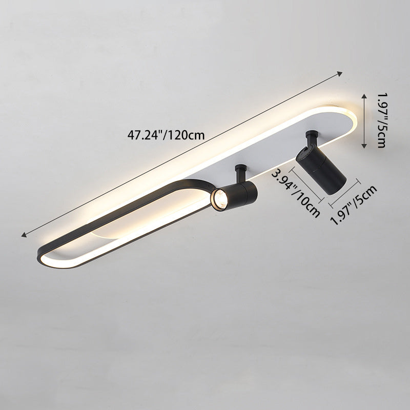 Modern Minimalist Oval Iron Acrylic LED Spotlight Flush Mount Ceiling Light For Hallway