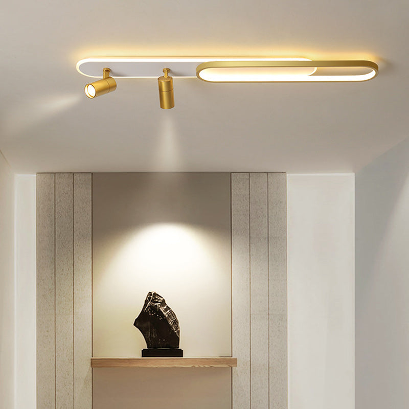 Modern Minimalist Oval Iron Acrylic LED Spotlight Flush Mount Ceiling Light For Hallway