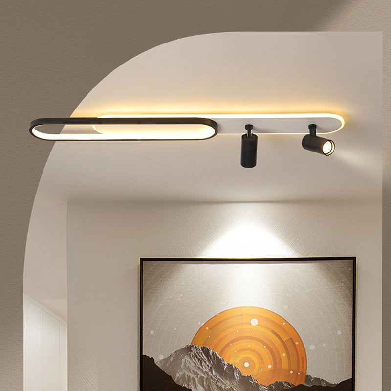Modern Minimalist Oval Iron Acrylic LED Spotlight Flush Mount Ceiling Light For Hallway