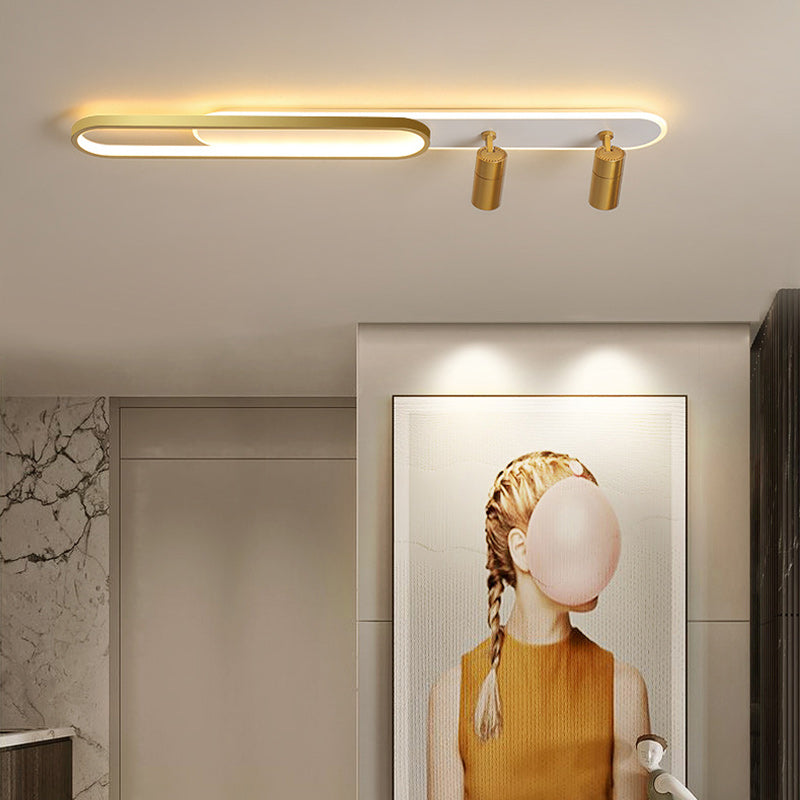 Modern Minimalist Oval Iron Acrylic LED Spotlight Flush Mount Ceiling Light For Hallway