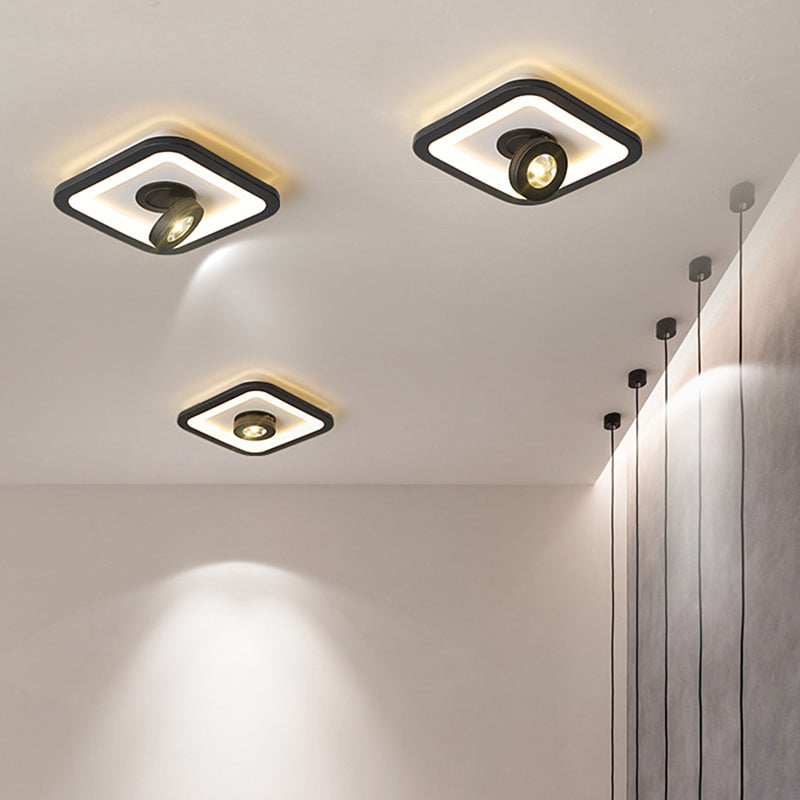 Modern Minimalist Round Square Iron Acrylic LED Flush Mount Ceiling Light For Hallway