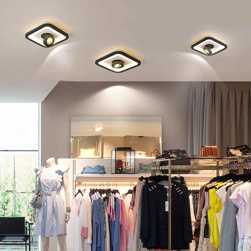 Modern Minimalist Round Square Iron Acrylic LED Flush Mount Ceiling Light For Hallway
