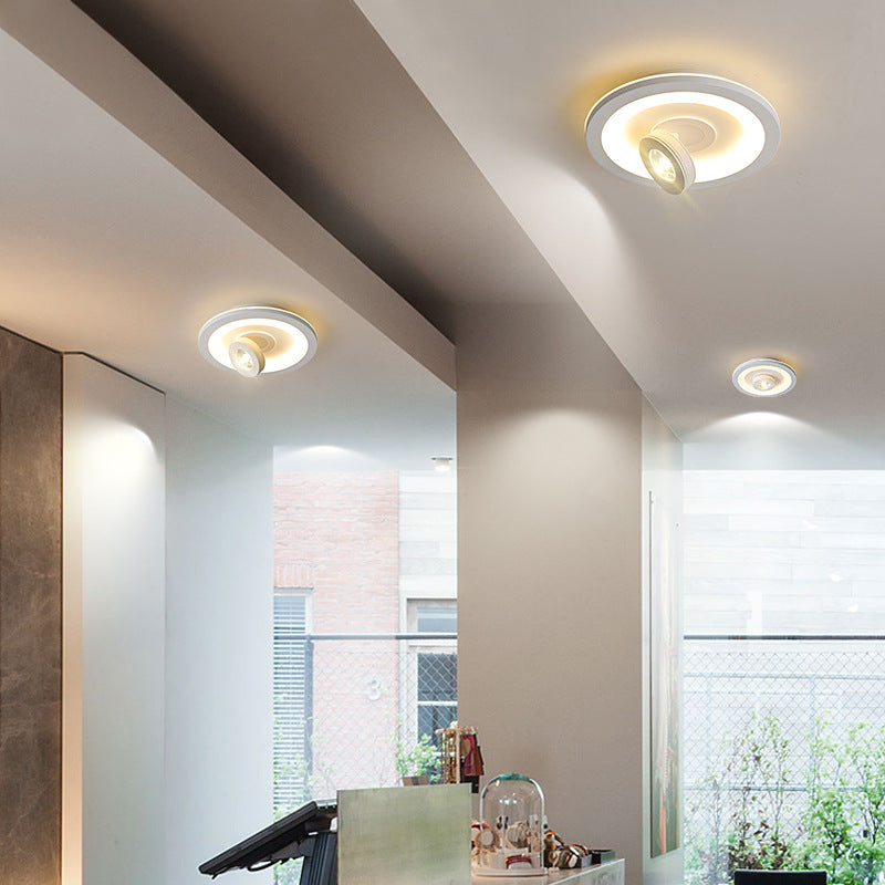 Modern Minimalist Round Square Iron Acrylic LED Flush Mount Ceiling Light For Hallway