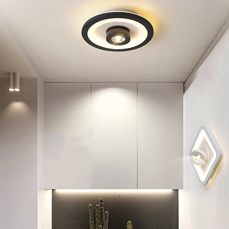 Modern Minimalist Round Square Iron Acrylic LED Flush Mount Ceiling Light For Hallway