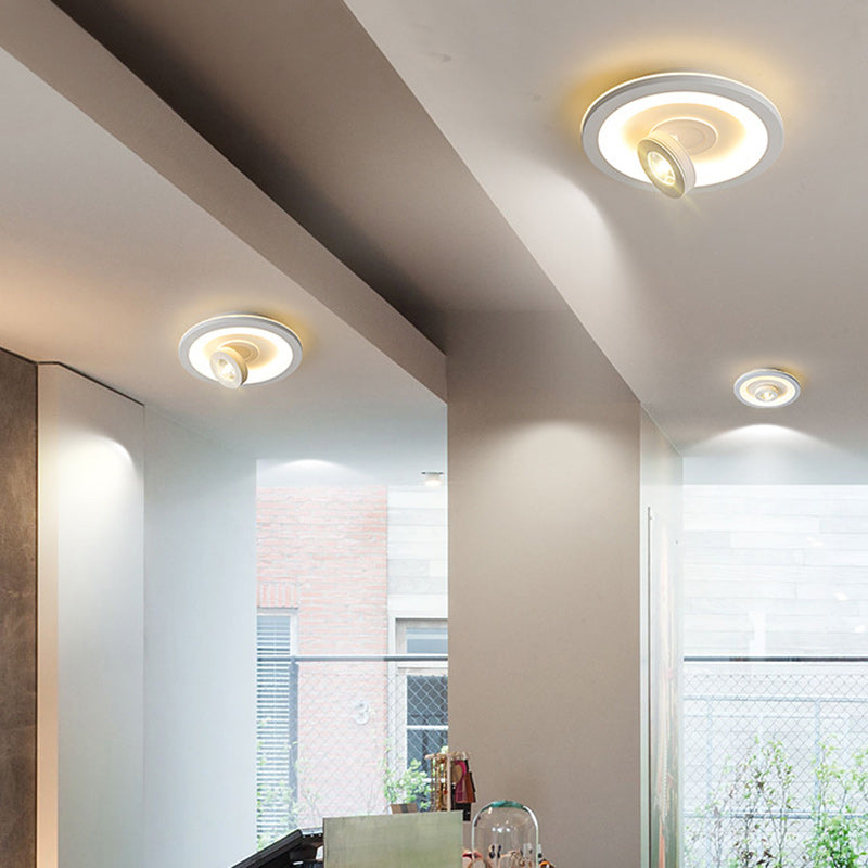 Modern Minimalist Round Square Iron Acrylic LED Flush Mount Ceiling Light For Hallway