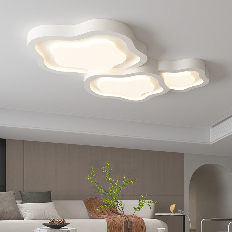Contemporary Nordic Cloud Shape Iron Acrylic LED Flush Mount Ceiling Light For Bedroom