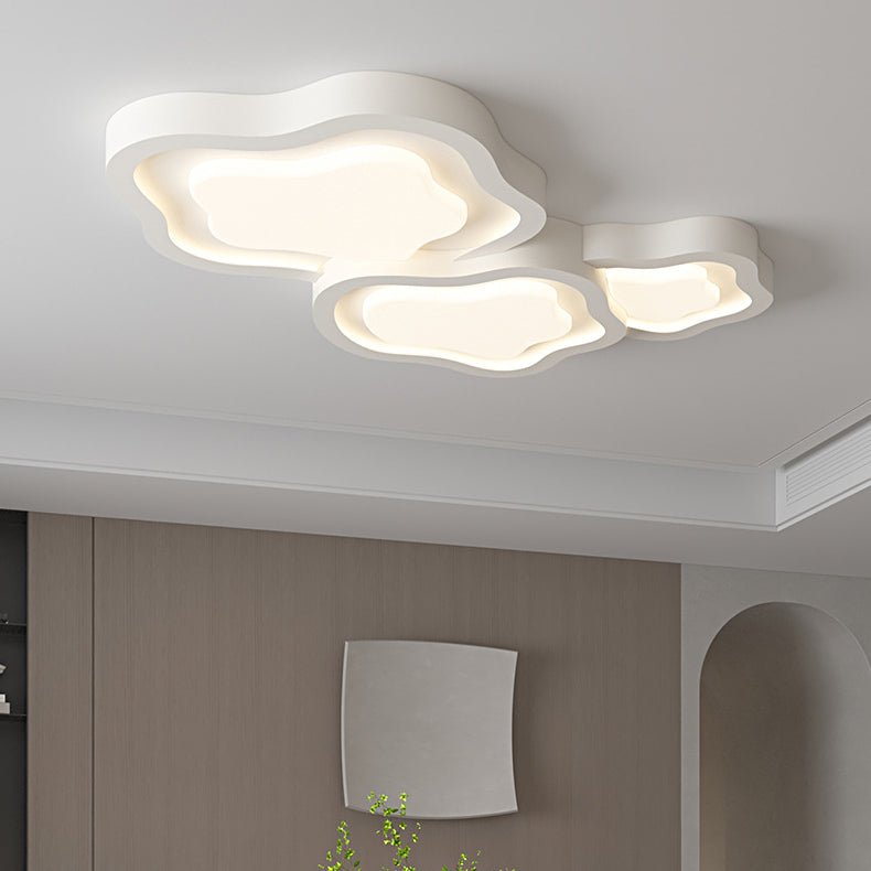 Contemporary Nordic Cloud Shape Iron Acrylic LED Flush Mount Ceiling Light For Bedroom