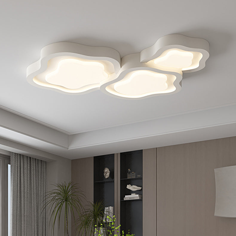 Contemporary Nordic Cloud Shape Iron Acrylic LED Flush Mount Ceiling Light For Bedroom