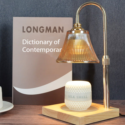 Modern Minimalist Round Cone Trapezoid Iron Wood Glass 1-Light Melting Wax Table Lamp For Bedroom