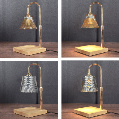 Modern Minimalist Round Cone Trapezoid Iron Wood Glass 1-Light Melting Wax Table Lamp For Bedroom