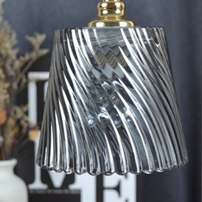 Modern Minimalist Round Cone Trapezoid Iron Wood Glass 1-Light Melting Wax Table Lamp For Bedroom
