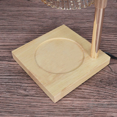 Modern Minimalist Round Cone Trapezoid Iron Wood Glass 1-Light Melting Wax Table Lamp For Bedroom