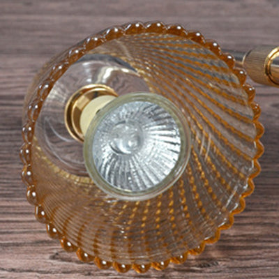 Modern Minimalist Round Cone Trapezoid Iron Wood Glass 1-Light Melting Wax Table Lamp For Bedroom