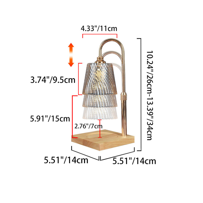 Modern Minimalist Round Cone Trapezoid Iron Wood Glass 1-Light Melting Wax Table Lamp For Bedroom