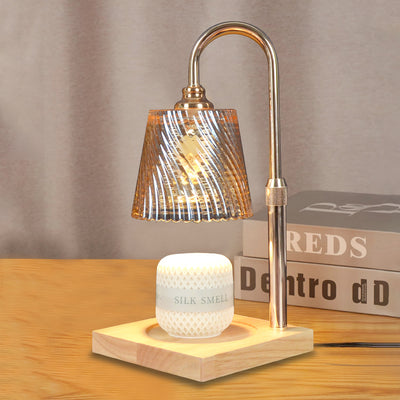 Modern Minimalist Round Cone Trapezoid Iron Wood Glass 1-Light Melting Wax Table Lamp For Bedroom