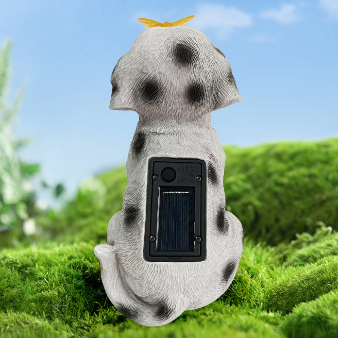 Contemporary Creative Solar Waterproof Puppy Butterfly Resin LED Outdoor Light For Patio