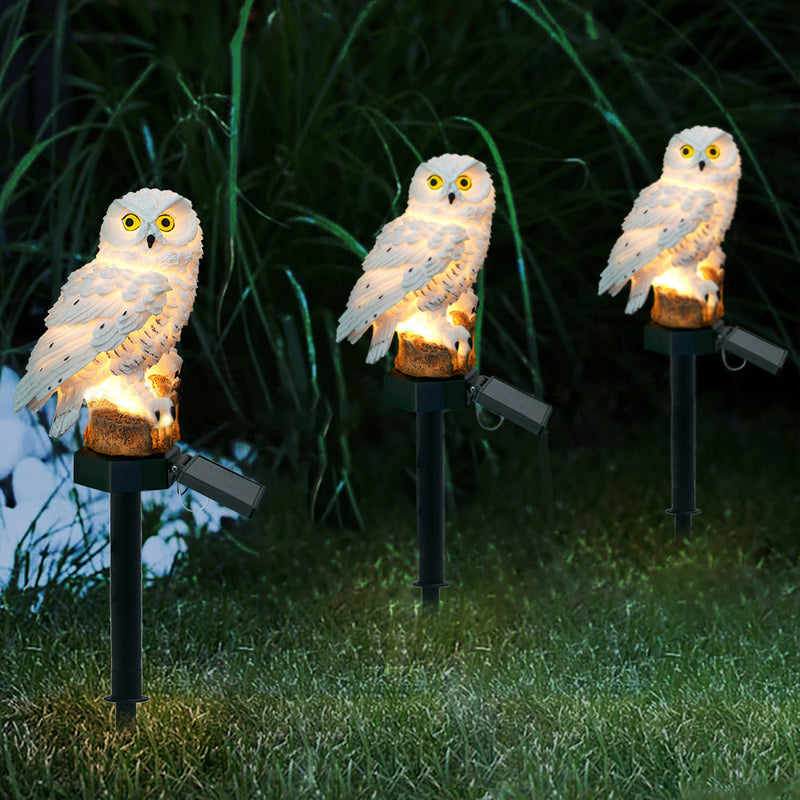 Contemporary Creative Solar Waterproof Owl Resin LED Outdoor Light For Patio