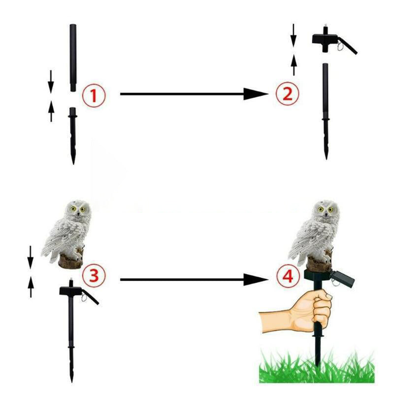Contemporary Creative Solar Waterproof Owl Resin LED Outdoor Light For Patio