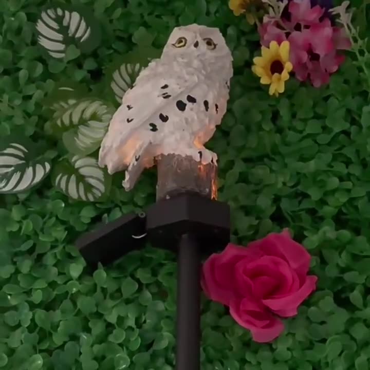 Contemporary Creative Solar Waterproof Owl Resin LED Outdoor Light For Patio